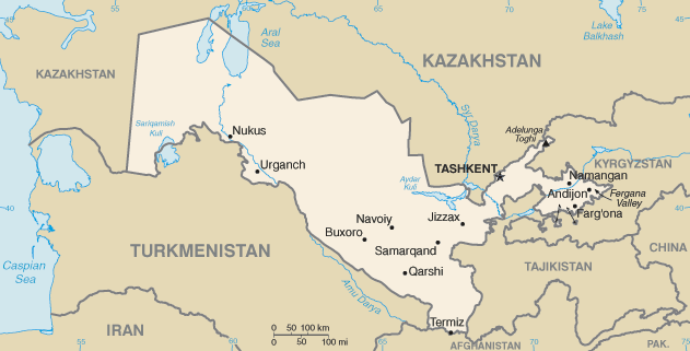 mappa uzbekistan